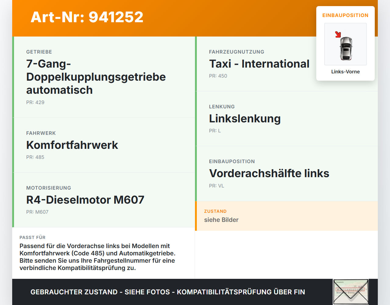 Mercedes W246 B180 14-18 CDI 1,5 80KW Achsschenkel Radnabe Links Vorne Mercedes W246 B180 14-18 22.11.2016... Vorschau 3