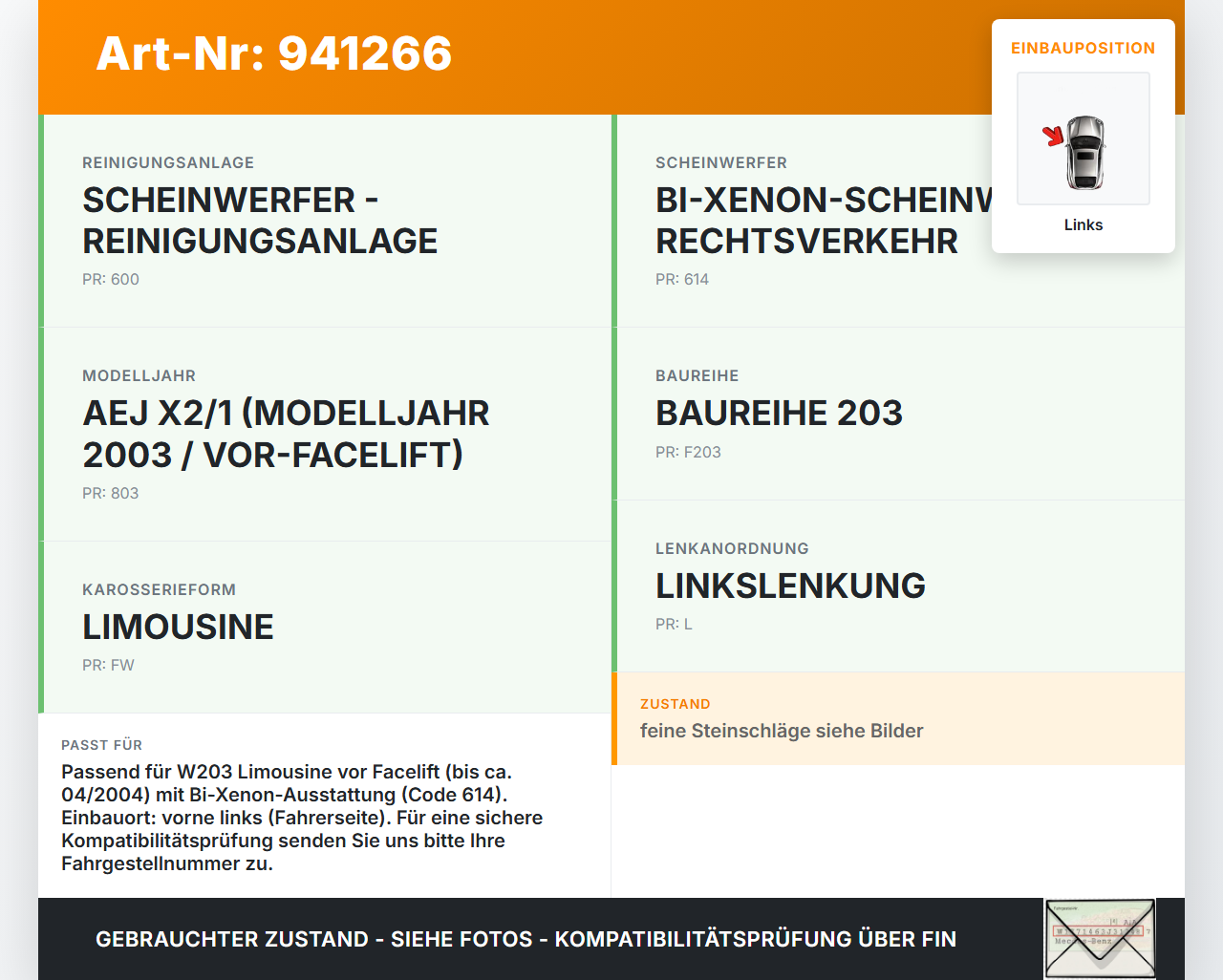Mercedes W203 C220 01-04 Nebelscheinwerfer Links orig. Mercedes W203 C220 01-04 29.03.2003 A2038201156 2033201156... Vorschau 3