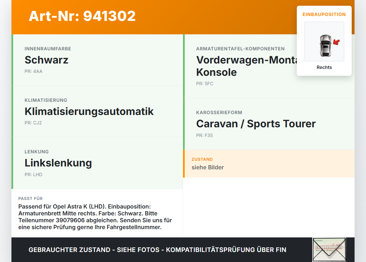 Opel Astra K 15-21 Luftdusche Luftdüse Rechts Mitte Opel Astra K 15-21 04.11.2019 39079606 gebraucht Vorschau 3