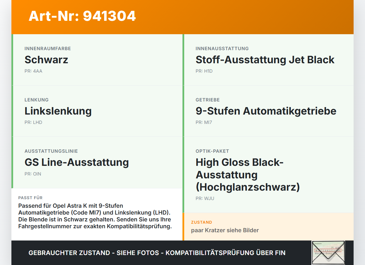 Opel Astra K 15-21 Blende für Schaltkulisse Ganganzeige Opel Astra K 15-21 04.11.2019 39137904 gebraucht Vorschau 3