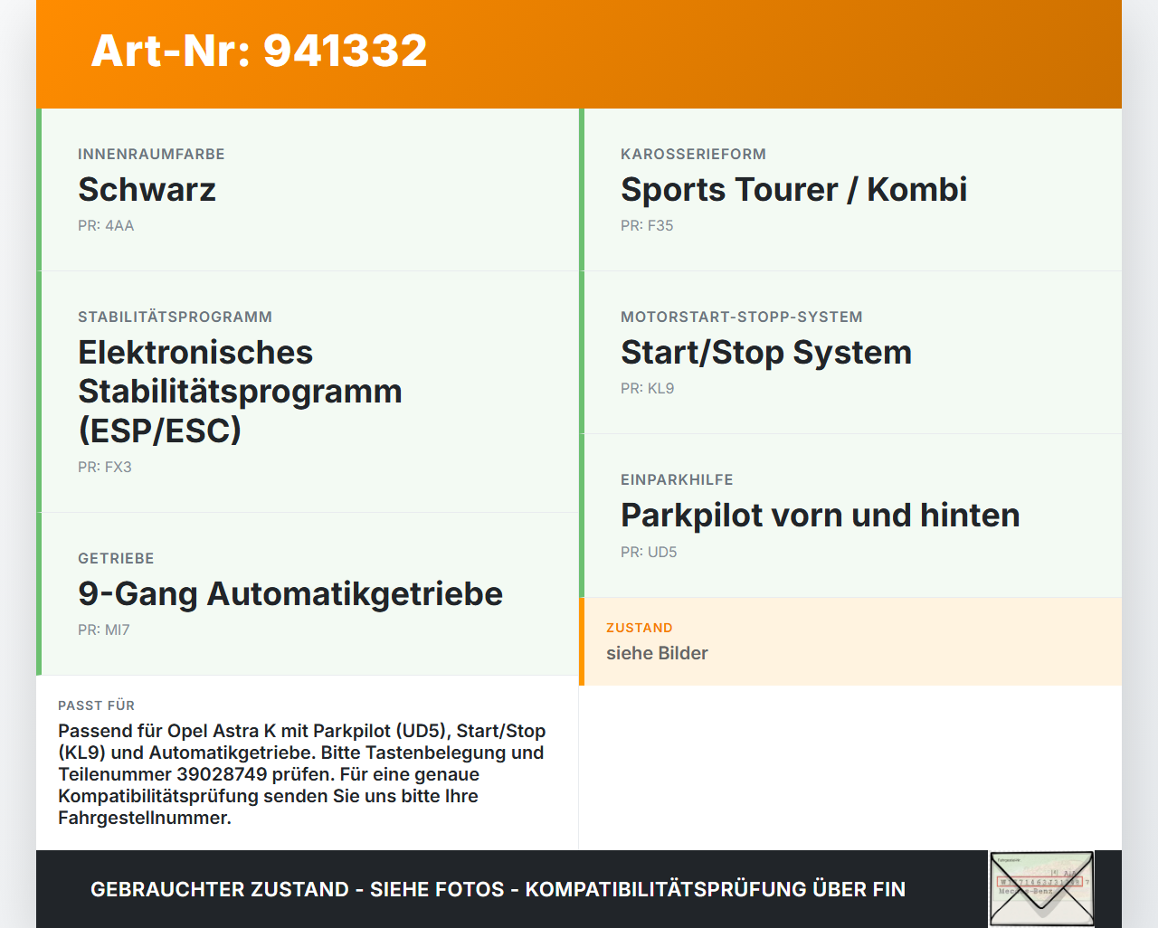 Opel Astra K 15-21 Schalter ESP Off PDC Auto- Off Opel Astra K 15-21 04.11.2019 39028749 gebraucht Vorschau 3