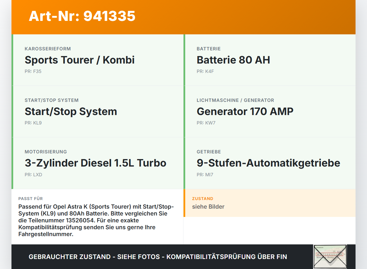 Opel Astra K 15-21 1,5 90KW Sensor für Batterieüberwachung Opel Astra K 15-21 04.11.2019 13526054 gebraucht Vorschau 3