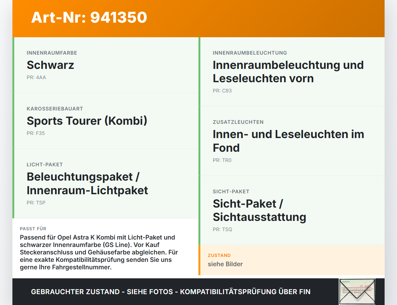 Opel Astra K 15-21 Innenleuchte Innenraumleuchte Opel Astra K 15-21 04.11.2019 gebraucht Vorschau 3