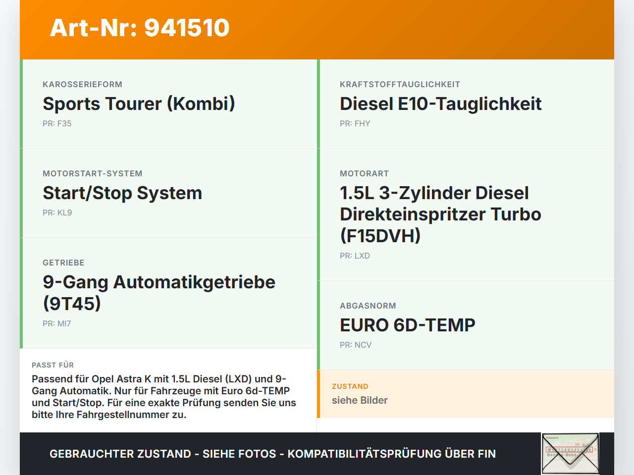 Opel Astra K 15-21 1,5 90KW Hochdruck Leitung Kraftstoffleitung Opel Astra K 15-21 04.11.2019 gebraucht Vorschau 3