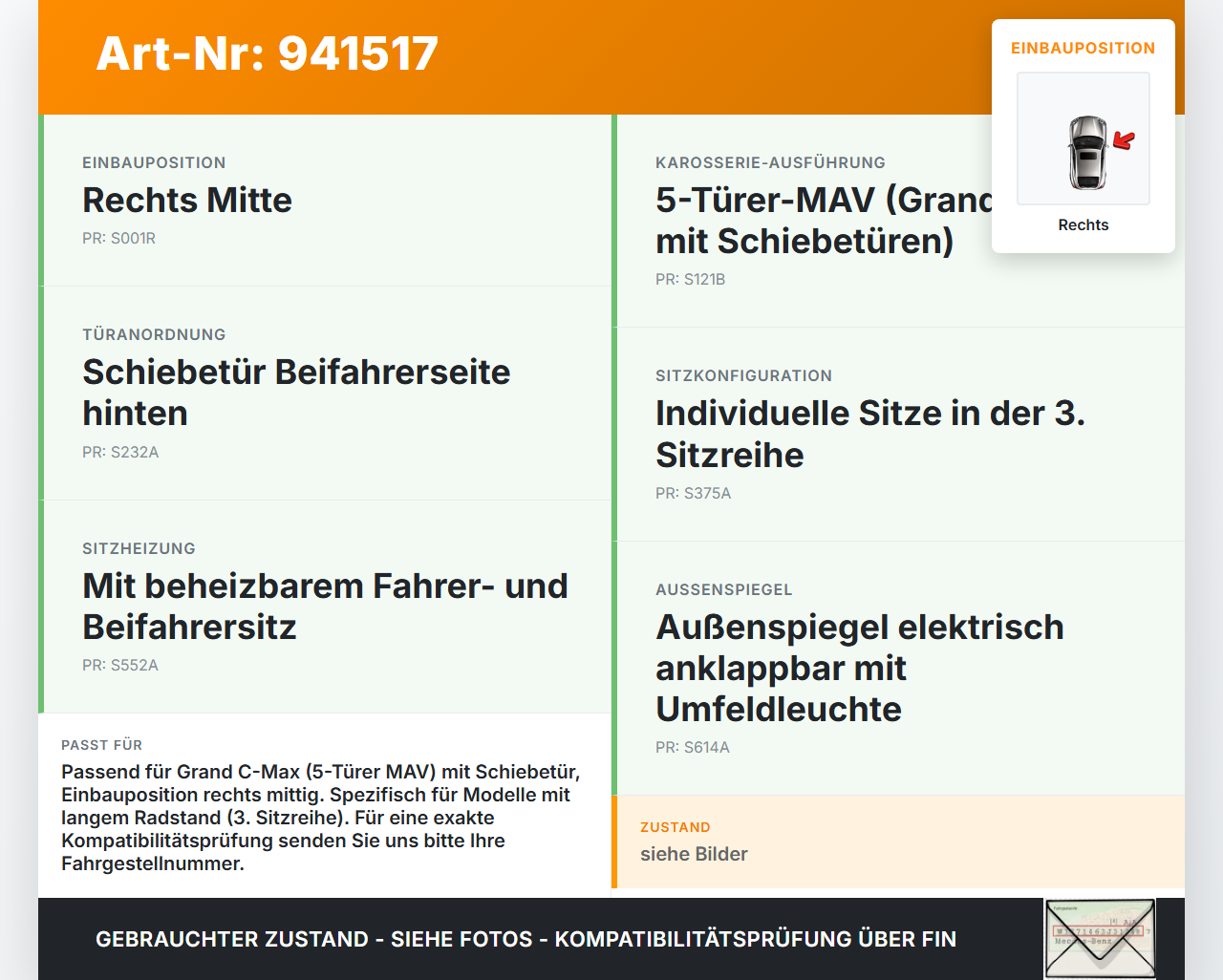 Ford Grand C-Max II 10-15 Laufschiene Führungsschiene für Schiebetür Rechts Mitte Ford Grand C-Max II 10-15... Vorschau 3