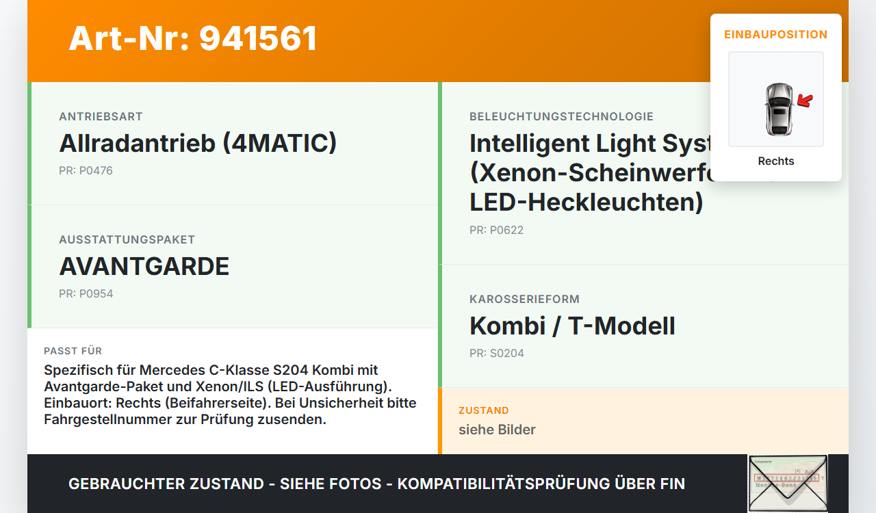 Mercedes S204 W204 C320 07-14 Kombi LED Rückleuchte Rücklicht Heckleuchte Rechts orig Mercedes S204 W204 C320 07-14... Vorschau 3
