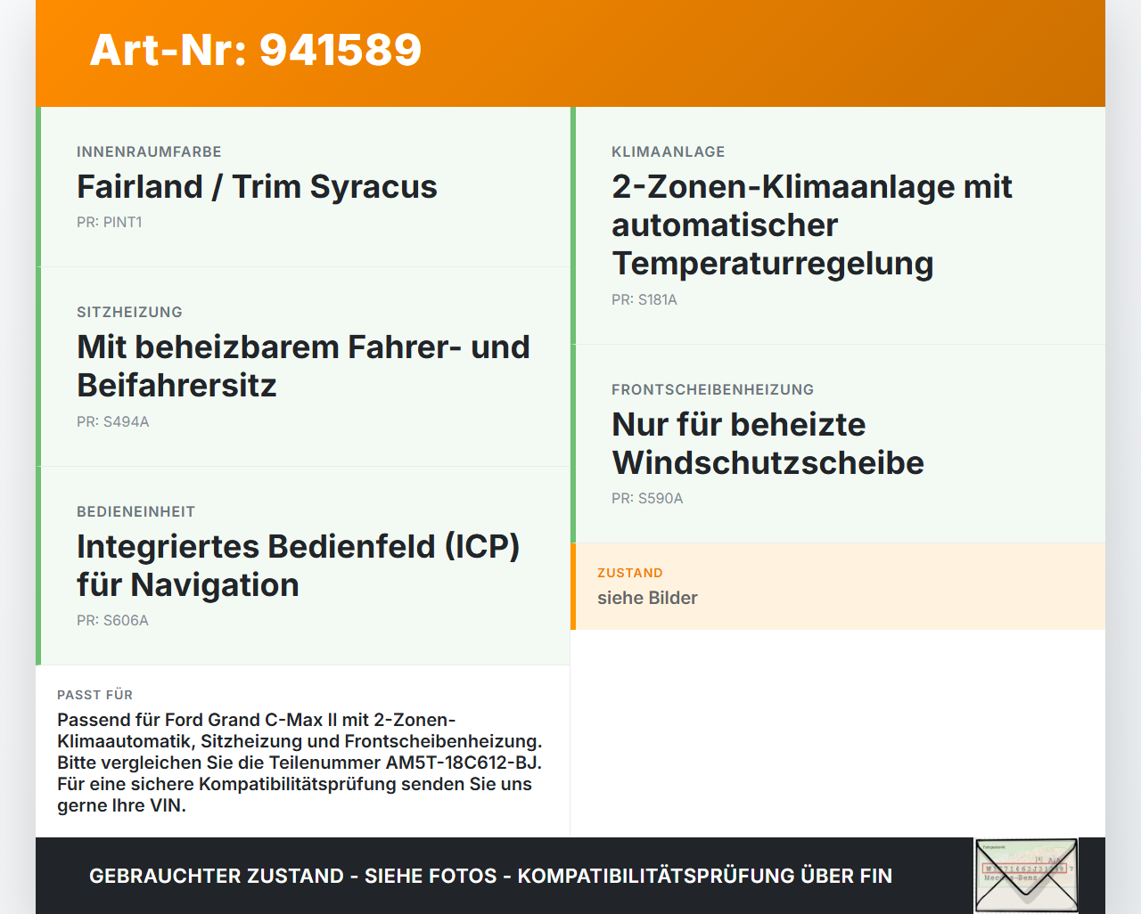 Ford Grand C-Max II 10-15 Bedienteil Bedienelement Heizung Klimabedienteil Ford Grand C-Max II 10-15 22.05.2012... Vorschau 3