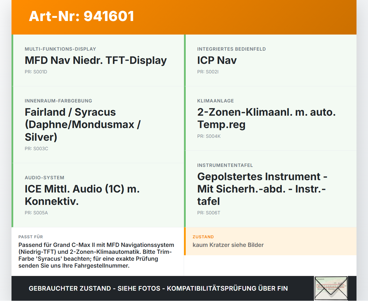 Ford Grand C-Max II 10-15 Luftdusche Luftdüse Mitte und Einbaurahmen für Display Ford Grand C-Max II 10-15... Vorschau 3