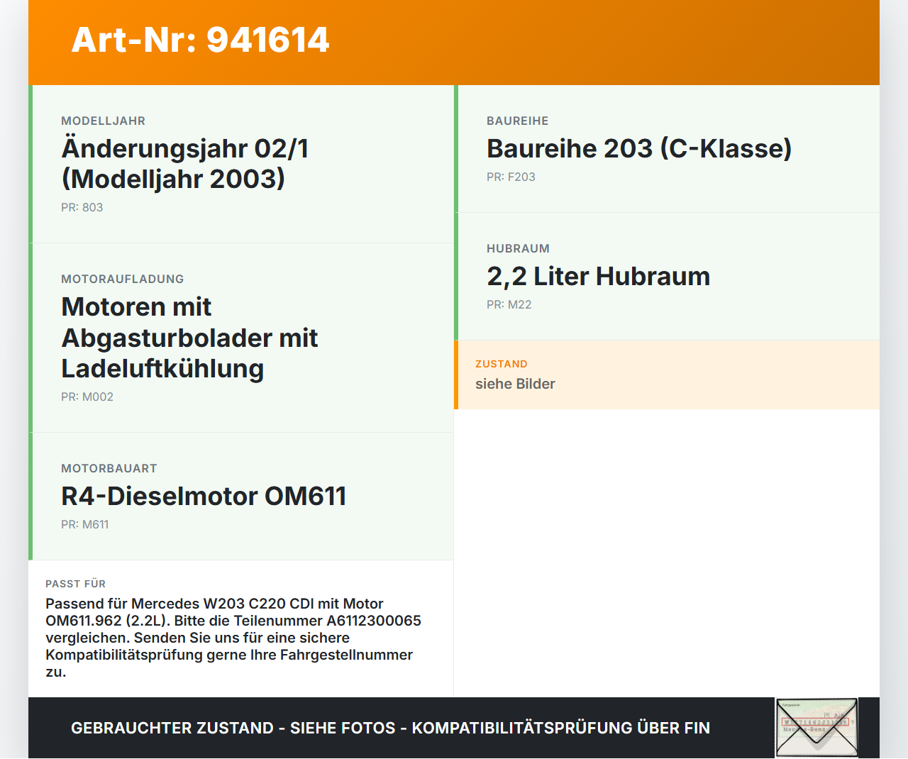 Mercedes W203 C220 01-04 CDI 2,2 105KW 611.962 Unterdruckpumpe Vakuumpumpe Mercedes W203 C220 01-04 29.03.2003... Vorschau 3