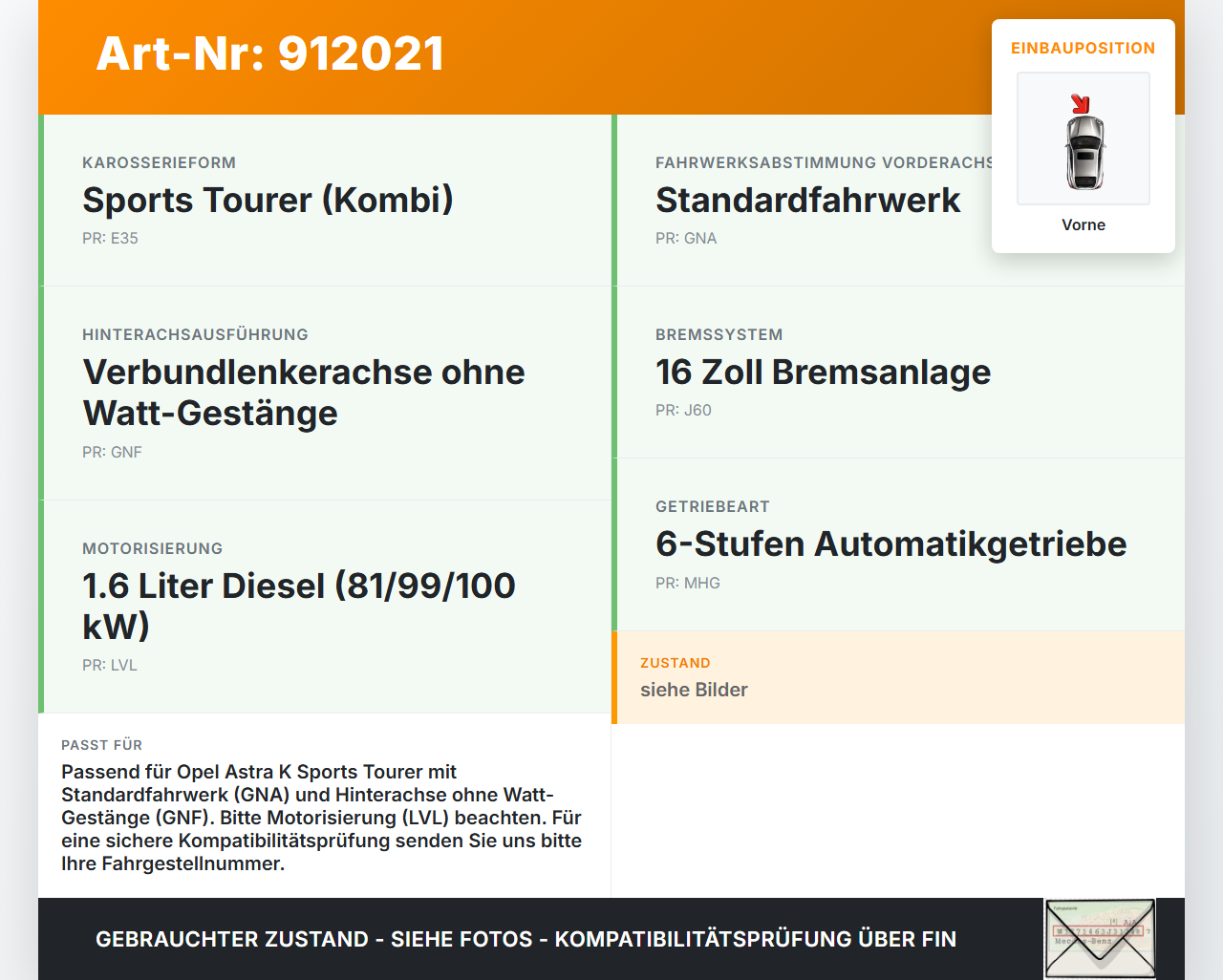 Opel Astra K 15-19 Stabilisator Stabi Vorne Opel Astra K 15-19 25.10.2018 39000784 gebraucht Vorschau 3