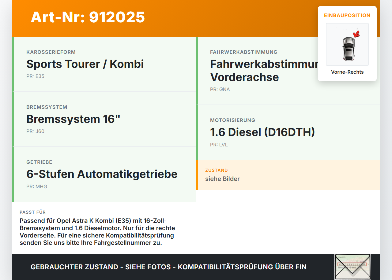 Opel Astra K 15-19 Kombi Stossdämpfer Federbein Vorne Rechts Opel Astra K 15-19 25.10.2018 722559783 gebraucht Vorschau 3