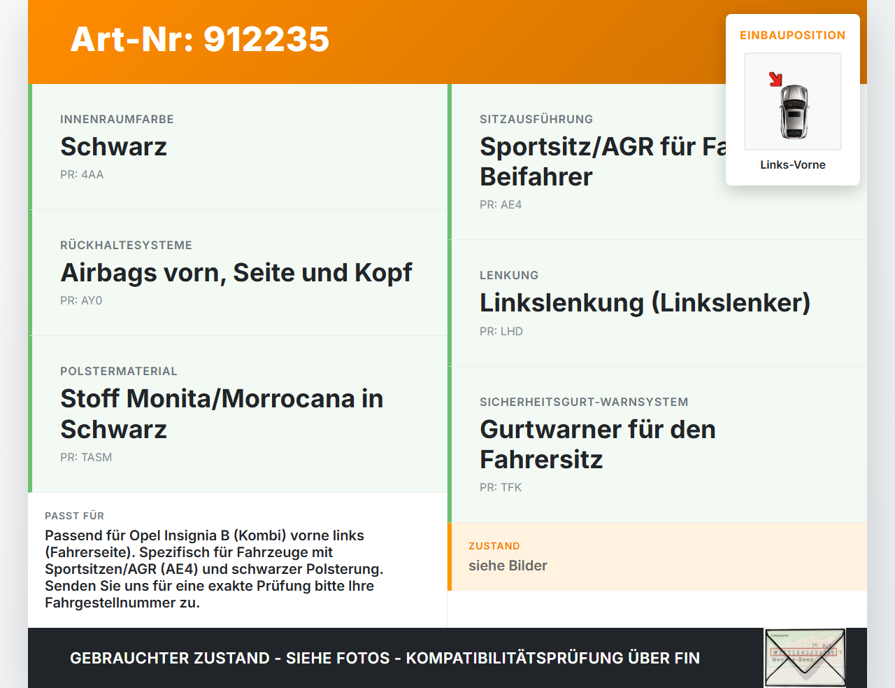 Opel Insignia B Z18 17-20 Kombi Gurtschloss Links Vorne Opel Insignia B Z18 17-20 18.07.2018 39141088 gebraucht Vorschau 3