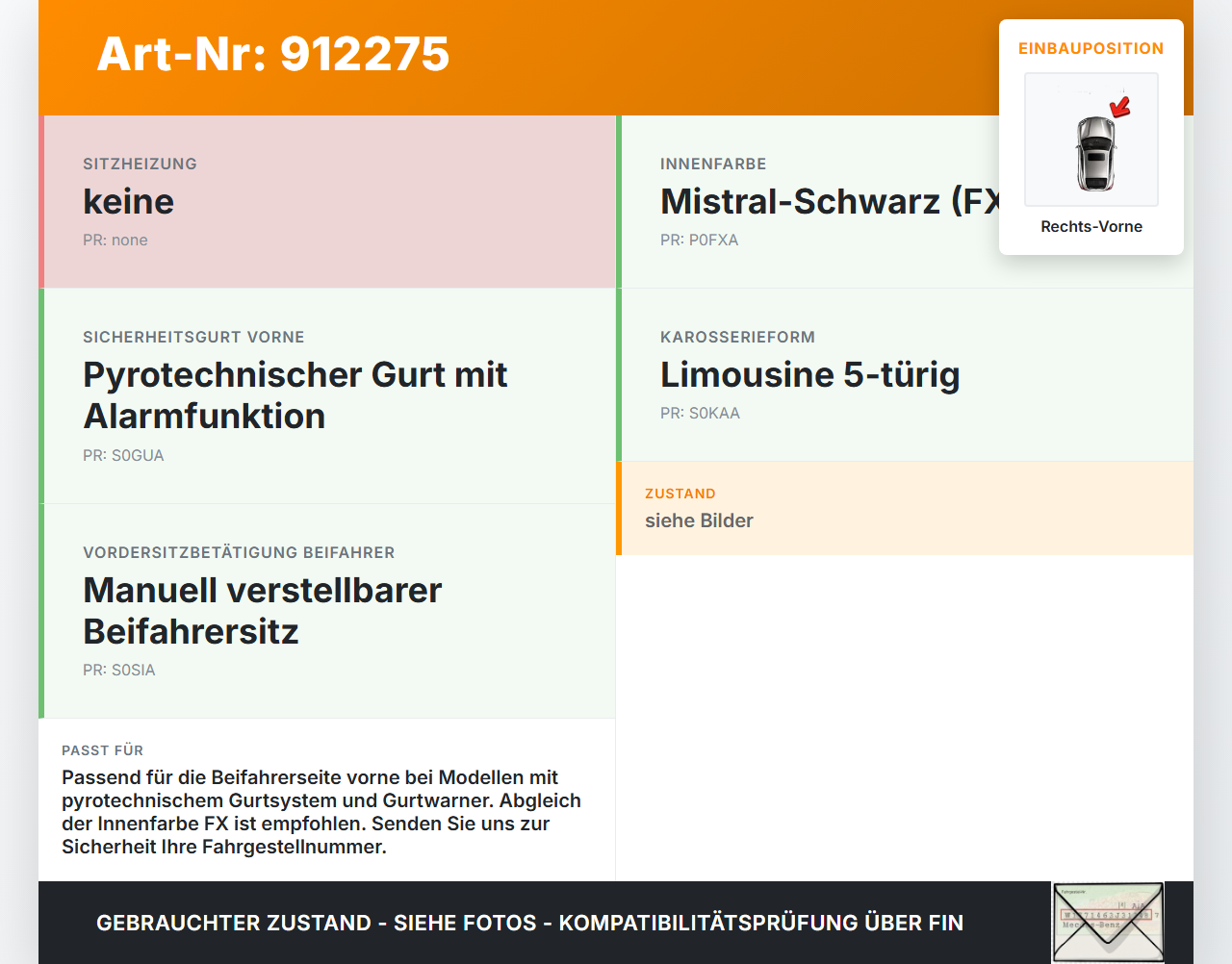 Peugeot 308 I 07-11 5T Gurtschloss Rechts Vorne Peugeot 308 I 07-11 16.02.2011 gebraucht Vorschau 3