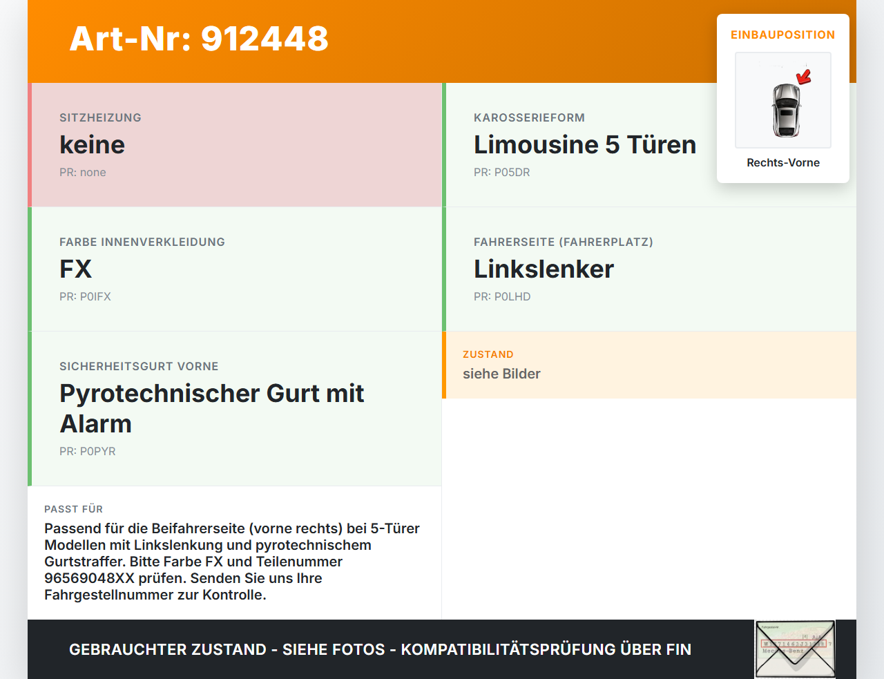 Peugeot 308 I 07-11 5T Gurt Sicherheitsgurt Gurtstraffer Beifahrer Rechts Vorne Peugeot 308 I 07-11 16.02.2011... Vorschau 3