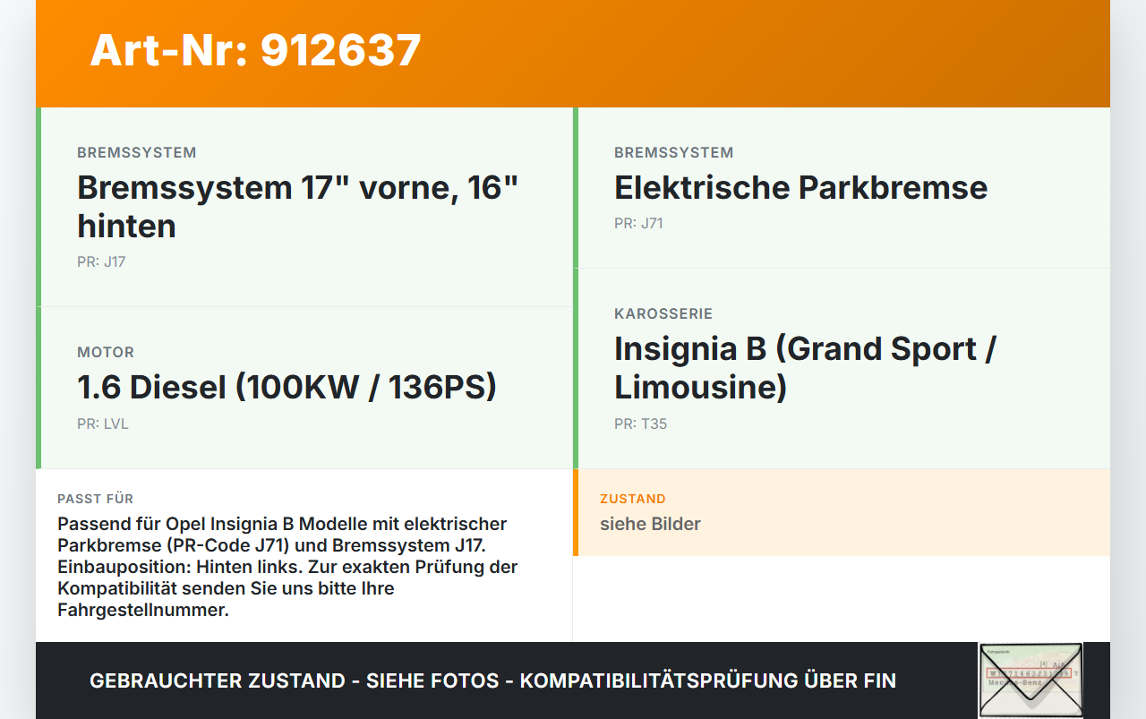 Opel Insignia B Z18 17-20 CDTi 1,6 100KW brem Opel Insignia B Z18 17-20 18.07.2018 A002C771C 13514400 gebraucht Vorschau 3