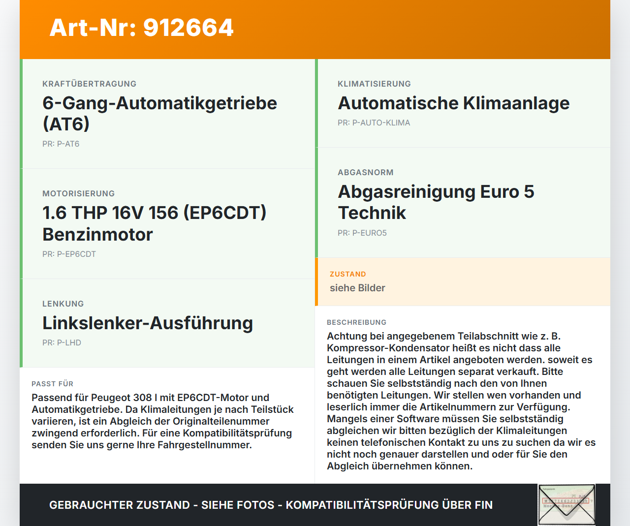 Peugeot 308 I 07-11 1,6 115KW Klimaschlauch Klimaleitung Peugeot 308 I 07-11 16.02.2011 6477F4 gebraucht Vorschau 3