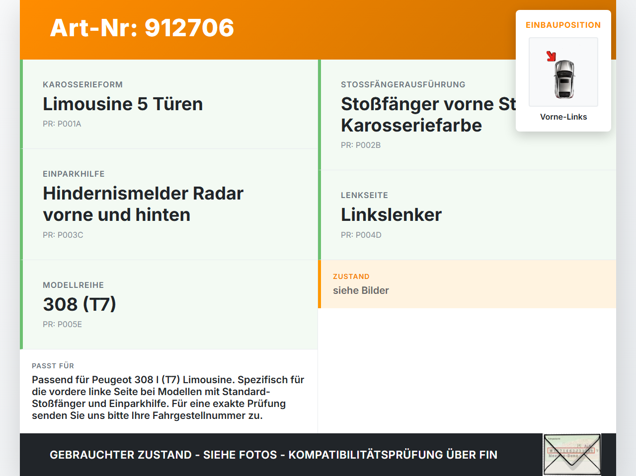 Peugeot 308 I 07-11 Stoßstange Träger Pralldämpfer Vorne Links Peugeot 308 I 07-11 16.02.2011 149040111 gebraucht Vorschau 3
