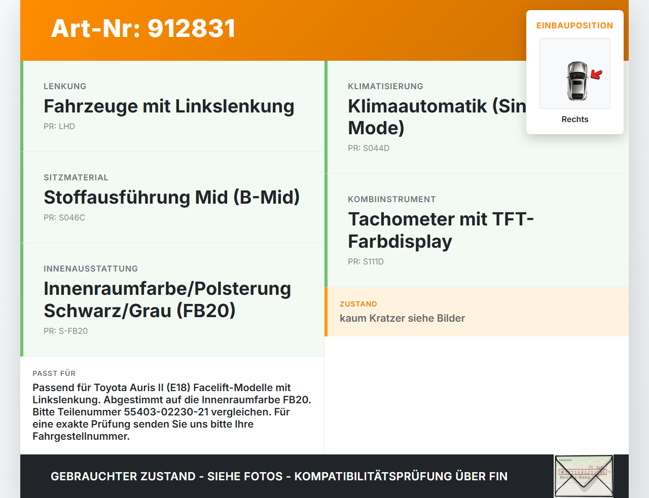 Toyota Auris II E18 15-19 Blende für Armaturenbrett Abdeckung Rechts Toyota Auris II E18 15-19 01.06.2016... Vorschau 3