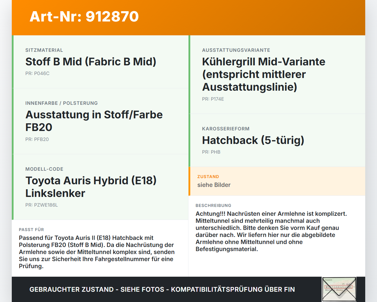 Toyota Auris II E18 15-19 Armlehne Mittelarmlehne Auflage mit Becherhalter für Rücksitzbank Toyota Auris II E18... Vorschau 3