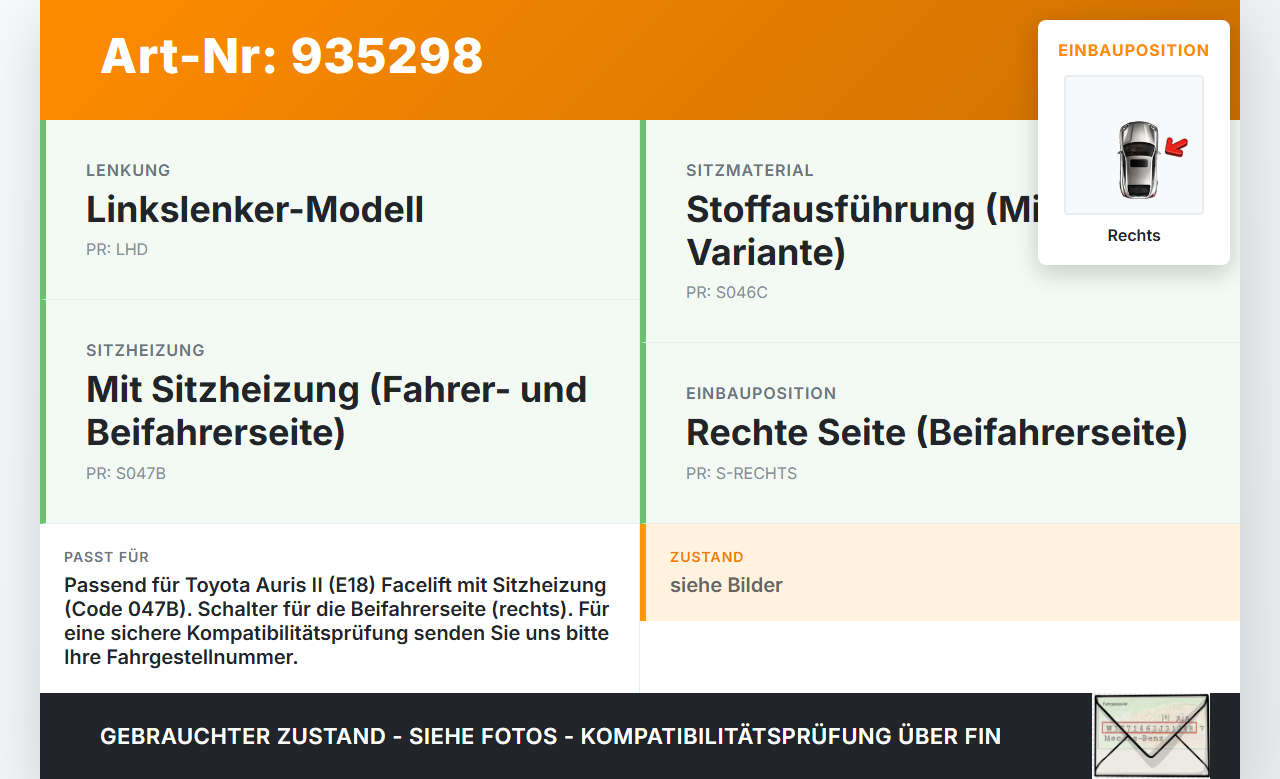 Toyota Auris II E18 15-19 Schalter Regler für Sitzheizung Rechts Toyota Auris II E18 15-19 01.06.2016 191690 gebraucht Vorschau 3