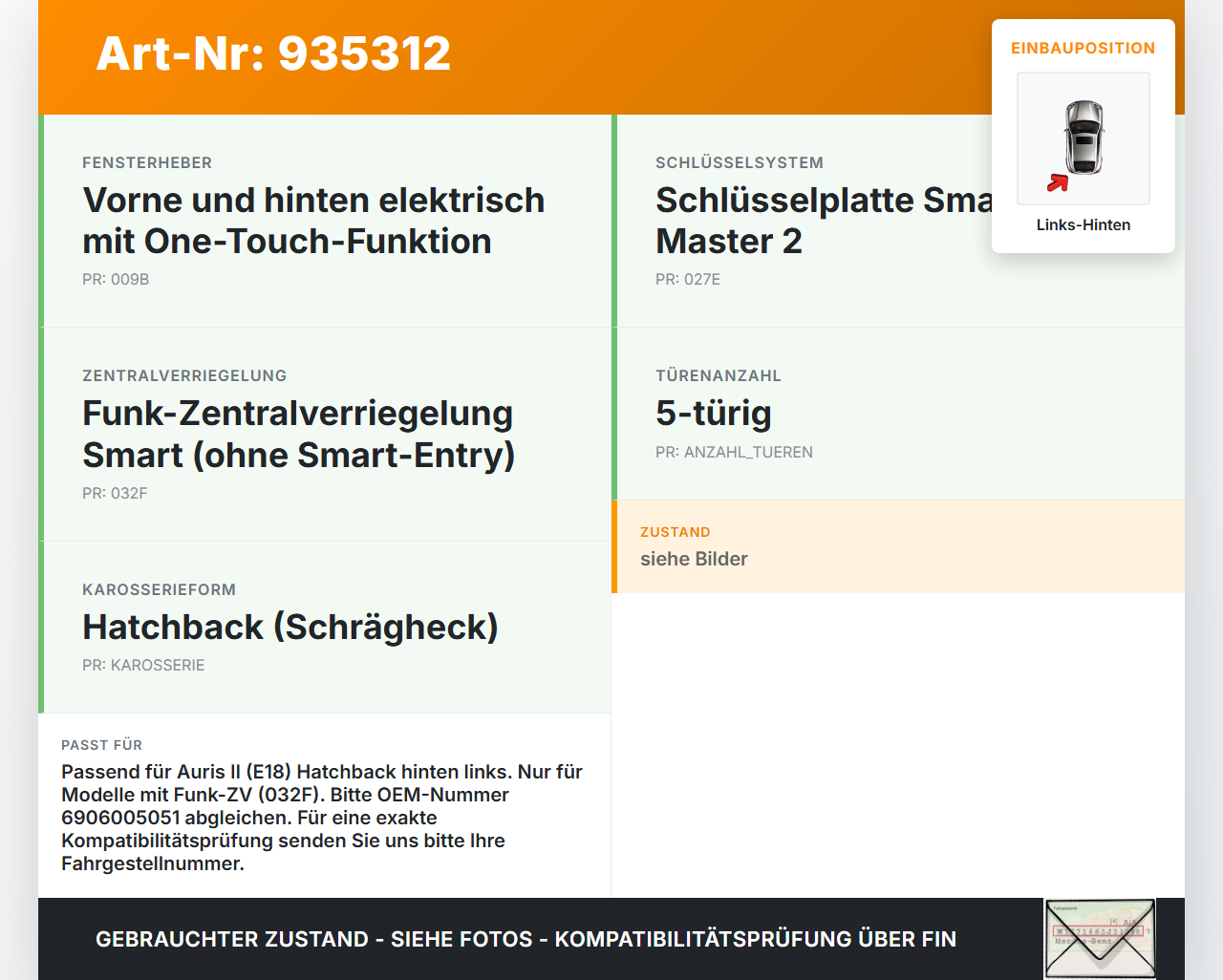 Toyota Auris II E18 15-19 5T Türschloss m. ZV Stellmotor Links Hinten Toyota Auris II E18 15-19 01.06.2016... Vorschau 3