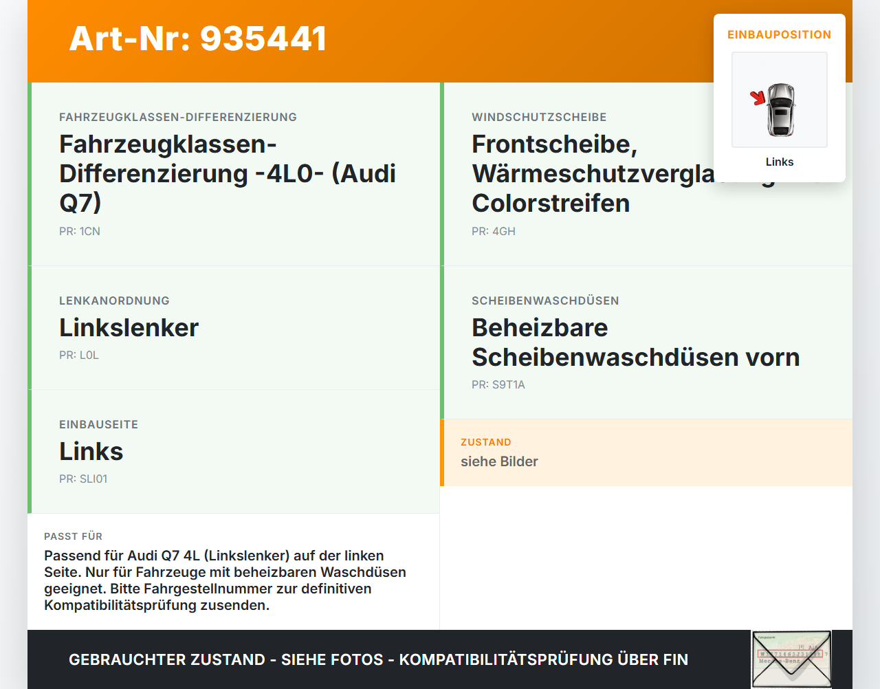Audi Q7 4L 05-09 Waschdüse f. Windschutzscheibe WS Links beheizt Audi Q7 4L 05-09 05.11.2007 8J0955987G 4L0955987C... Vorschau 3