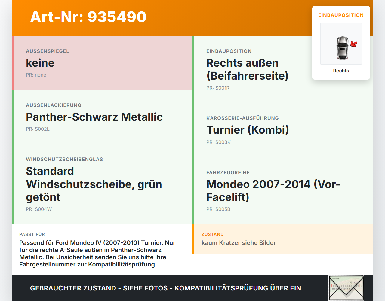 Ford Mondeo IV 4 07-10 Kombi Verkleidung für A-Säule Rechts aussen G6 Ford Mondeo IV 4 07-10 23.10.2008 gebraucht Vorschau 3