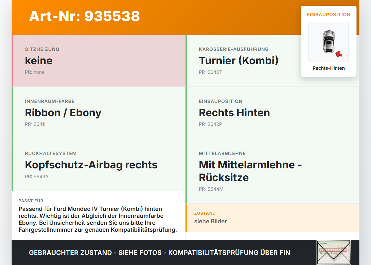 Ford Mondeo IV 4 07-10 Kombi Gurt Sicherheitsgurt Rechts Hinten Ford Mondeo IV 4 07-10 23.10.2008... Vorschau 3