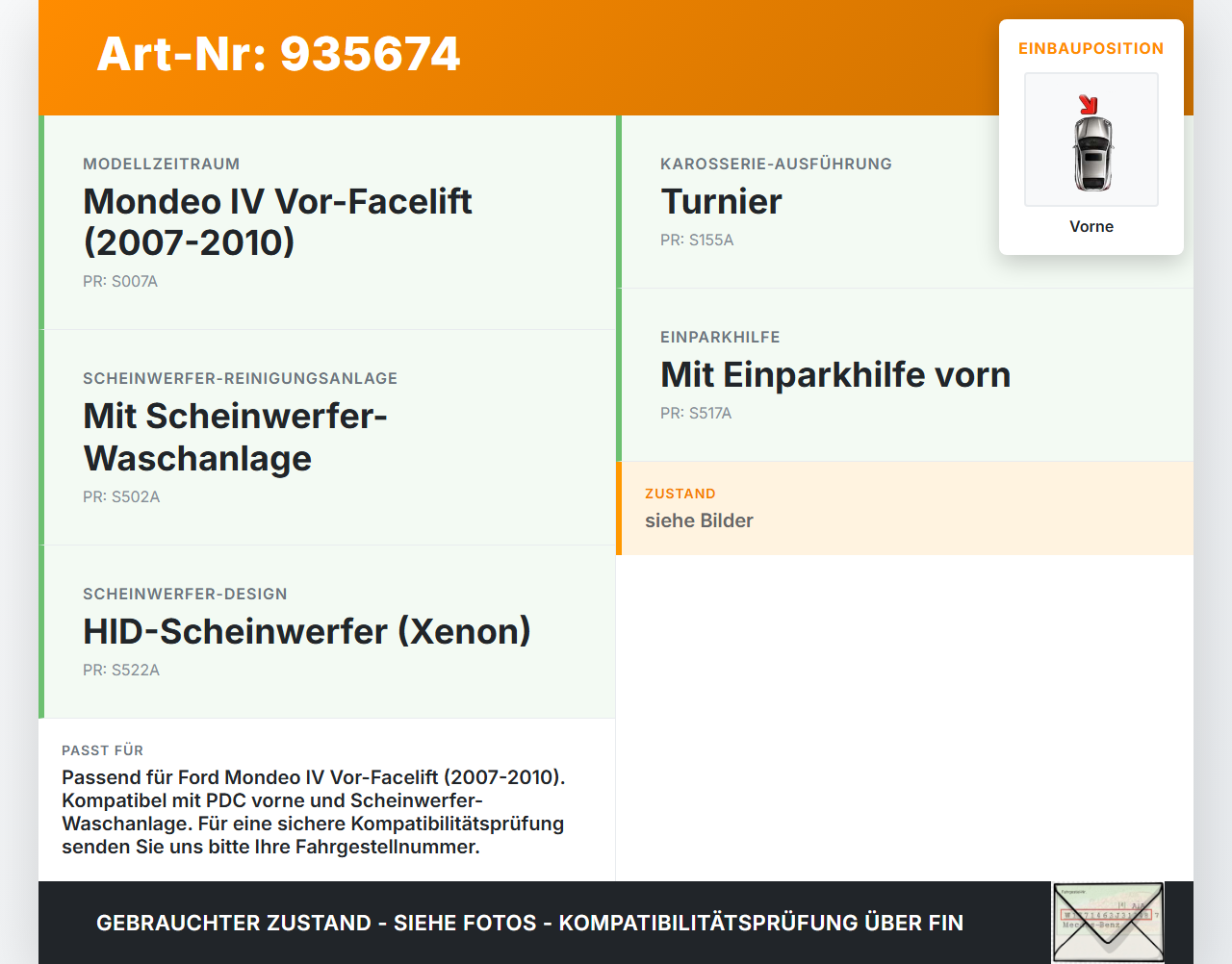 Ford Mondeo IV 4 07-10 Stoßstangenträger Stoßfängerträger Querträger Vorne Zusatz Ford Mondeo IV 4 07-10 23.10.2008... Vorschau 3