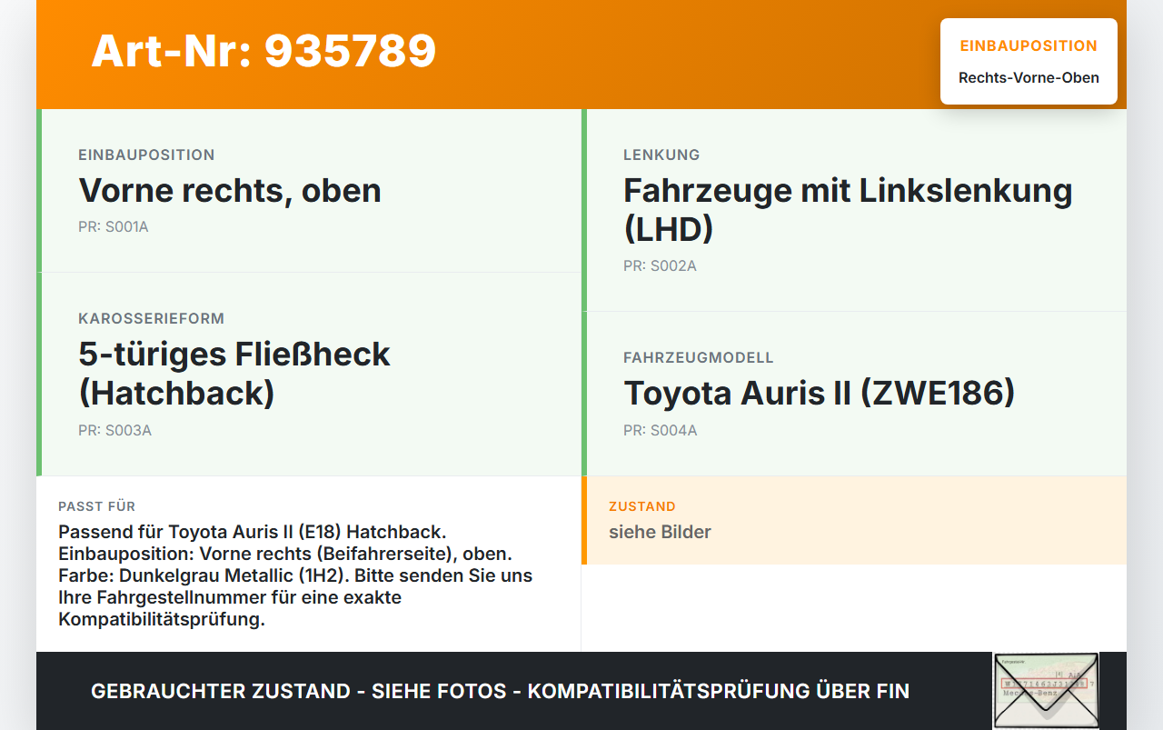 Toyota Auris II E18 15-19 5T Türscharnier Scharnier für Tür Rechts Vorne Oben Toyota Auris II E18 15-19 01.06.2016... Vorschau 3