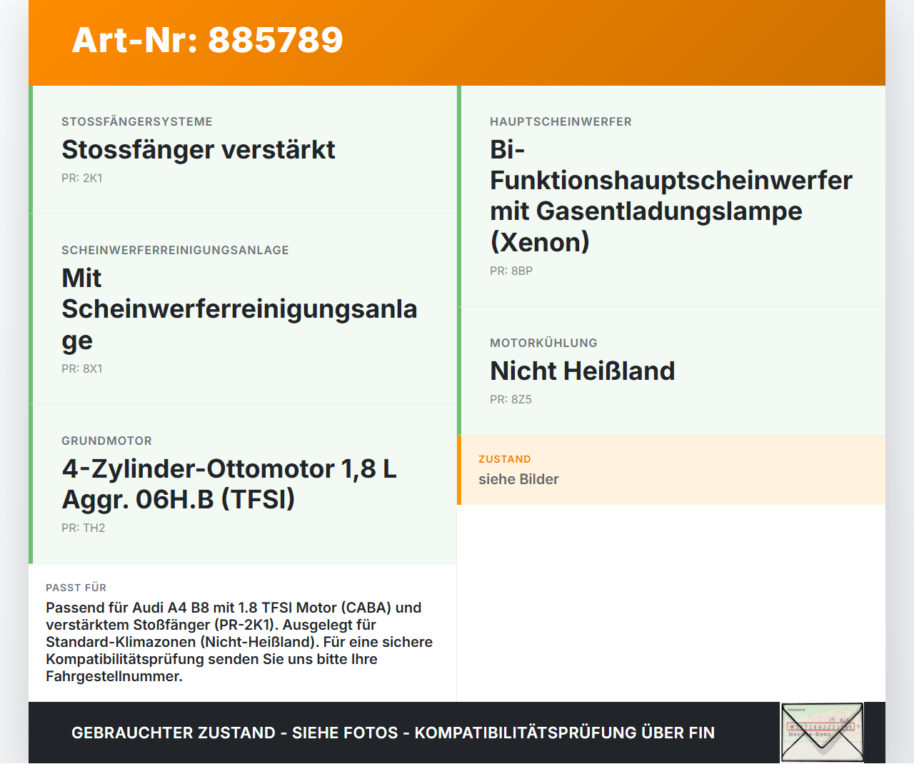 Audi A4 8K B8 07-11 TFSI 1,8 88KW Schlossträger Frontmaske Träger Audi A4 8K B8 07-11 07.11.2008 8K0805594J gebraucht Vorschau 3