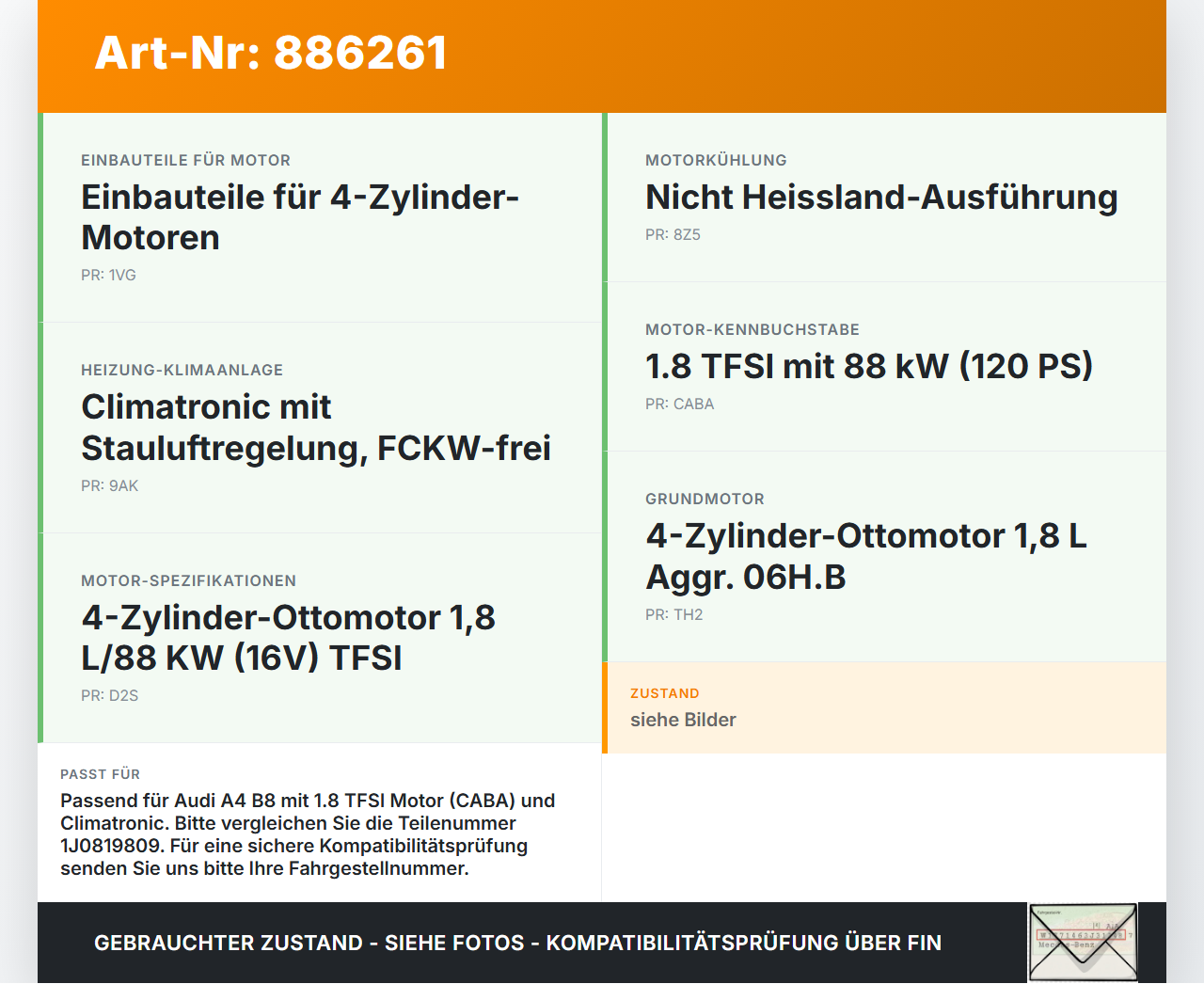 Audi A4 8K B8 07-11 TFSI 1,8 88KW CABA Ventil Kühlmittelregelventil Audi A4 8K B8 07-11 07.11.2008 1J0819809 gebraucht Vorschau 3