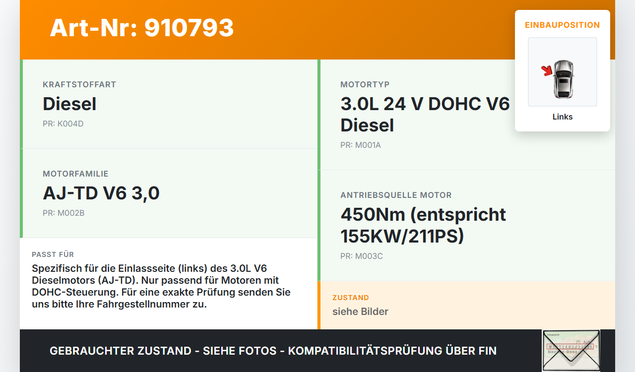 Jaguar XF X250 09-15 3,0d 155KW AJ-TD Nockenwelle Einlass Links Jaguar XF X250 09-15 25.03.2009 C2S26274 gebraucht Vorschau 3
