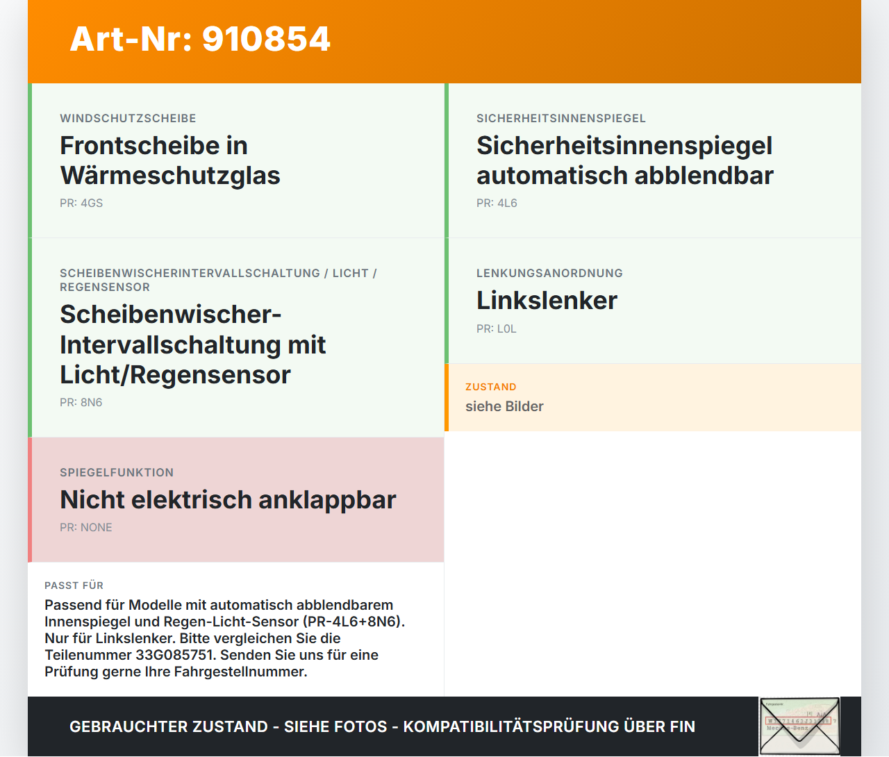 Skoda Rapid NH 12-19 Innenspiegel Rückspiegel Spiegel Innen Skoda Rapid NH 12-19 12.01.2017 3G0857511E 33G085751... Vorschau 3