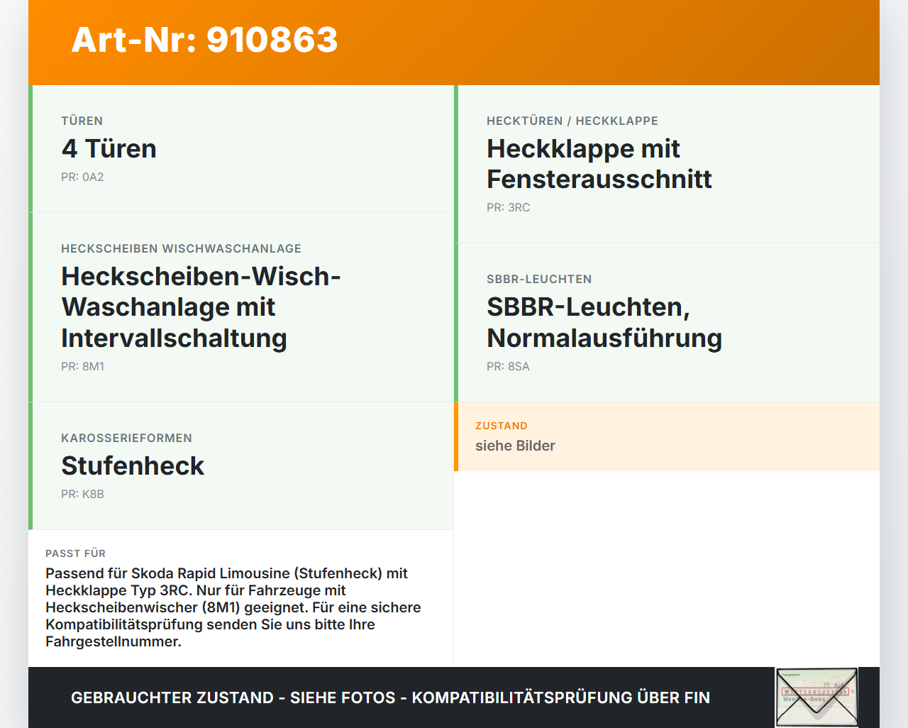 Skoda Rapid NH 12-19 Lim Bremslicht 3te Bremsleuchte für Klappe Skoda Rapid NH 12-19 12.01.2017 5JH945097B gebraucht Vorschau 3