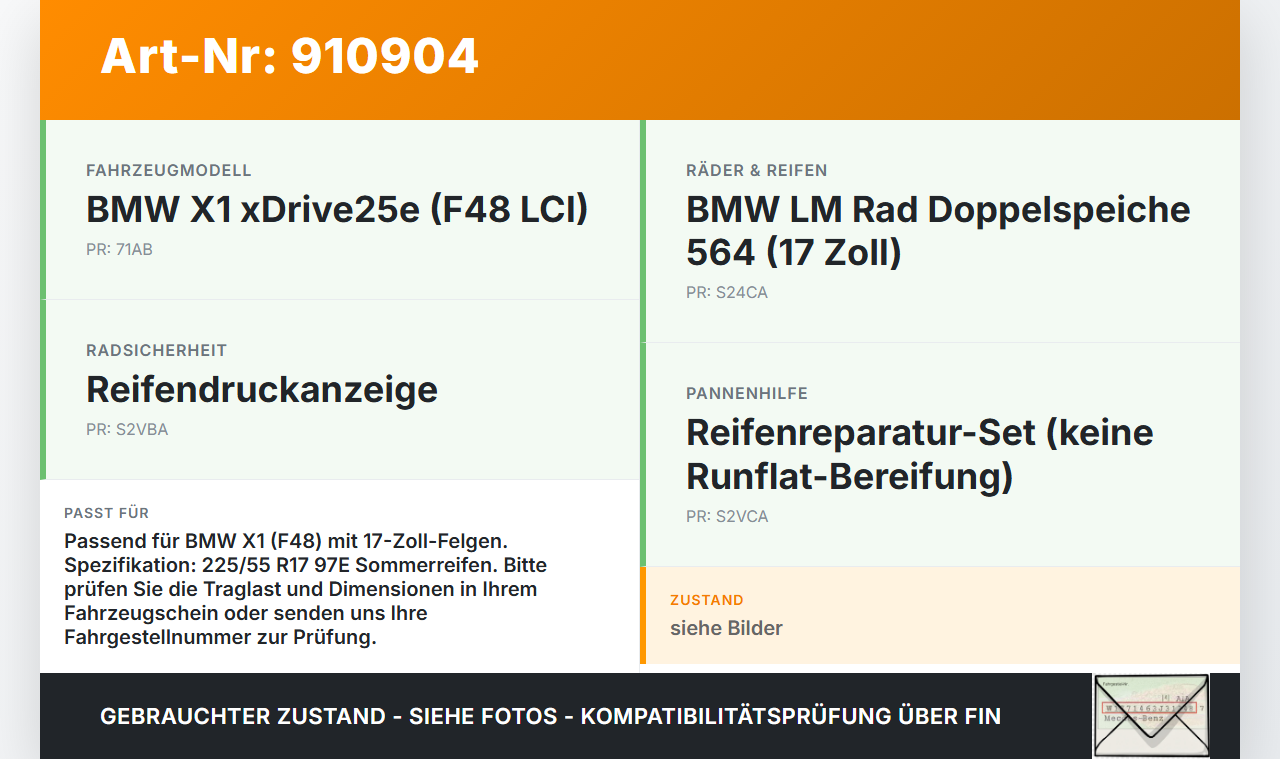 BMW X1 F48 x25e LCI 17-22 1x Reifen Sommerreifen Goodyear 225/55R17 97E 7.5mm BMW X1 F48 x25e LCI 17-22 31.01.2020... Vorschau 3