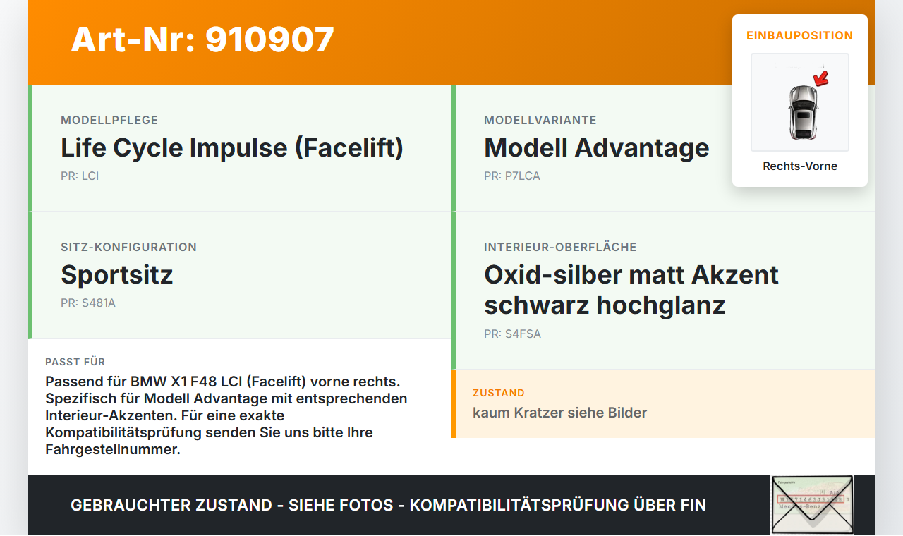 BMW X1 F48 x25e LCI 17-22 Einstiegsleiste Rechts Vorne BMW X1 F48 x25e LCI 17-22 31.01.2020 2408857 51472408857... Vorschau 3
