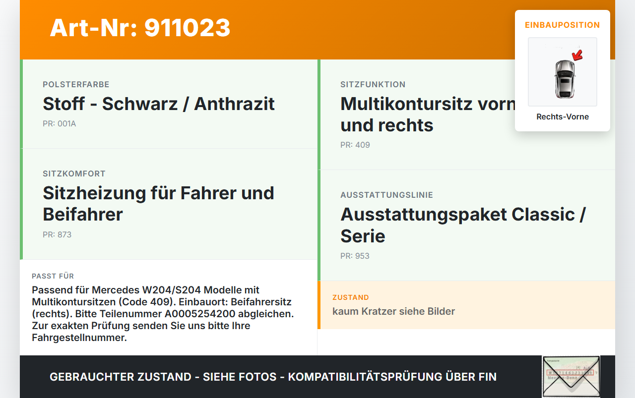 Mercedes S204 W204 C200 08-11 Lordose Verstellung Schalter für Sitz Rechts Vorne Mercedes S204 W204 C200 08-11... Vorschau 3