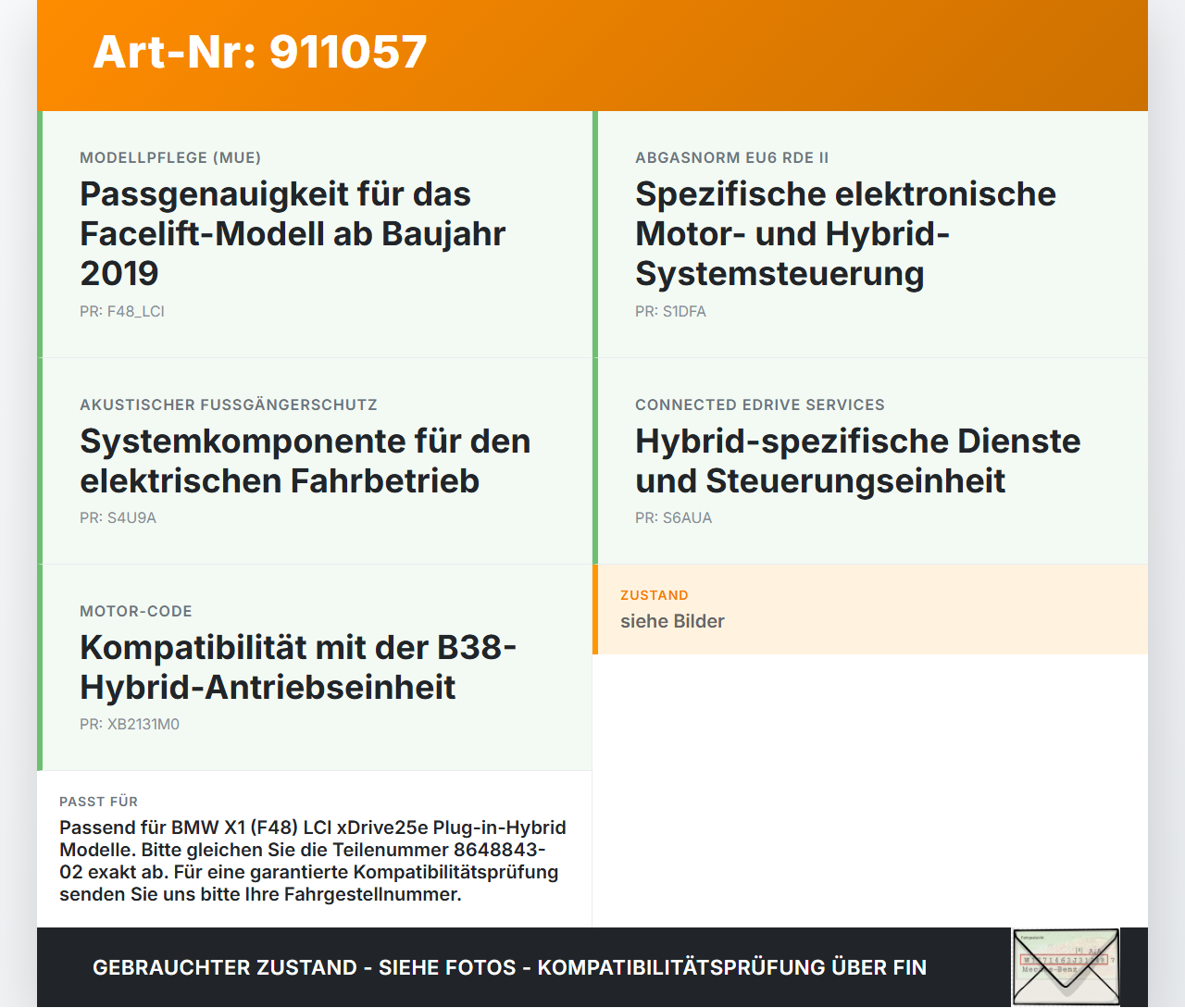BMW X1 F48 x25e LCI 17-22 Hybrid Inverter für HV Hochvoltbatterie Batterie Akku BMW X1 F48 x25e LCI 17-22... Vorschau 3
