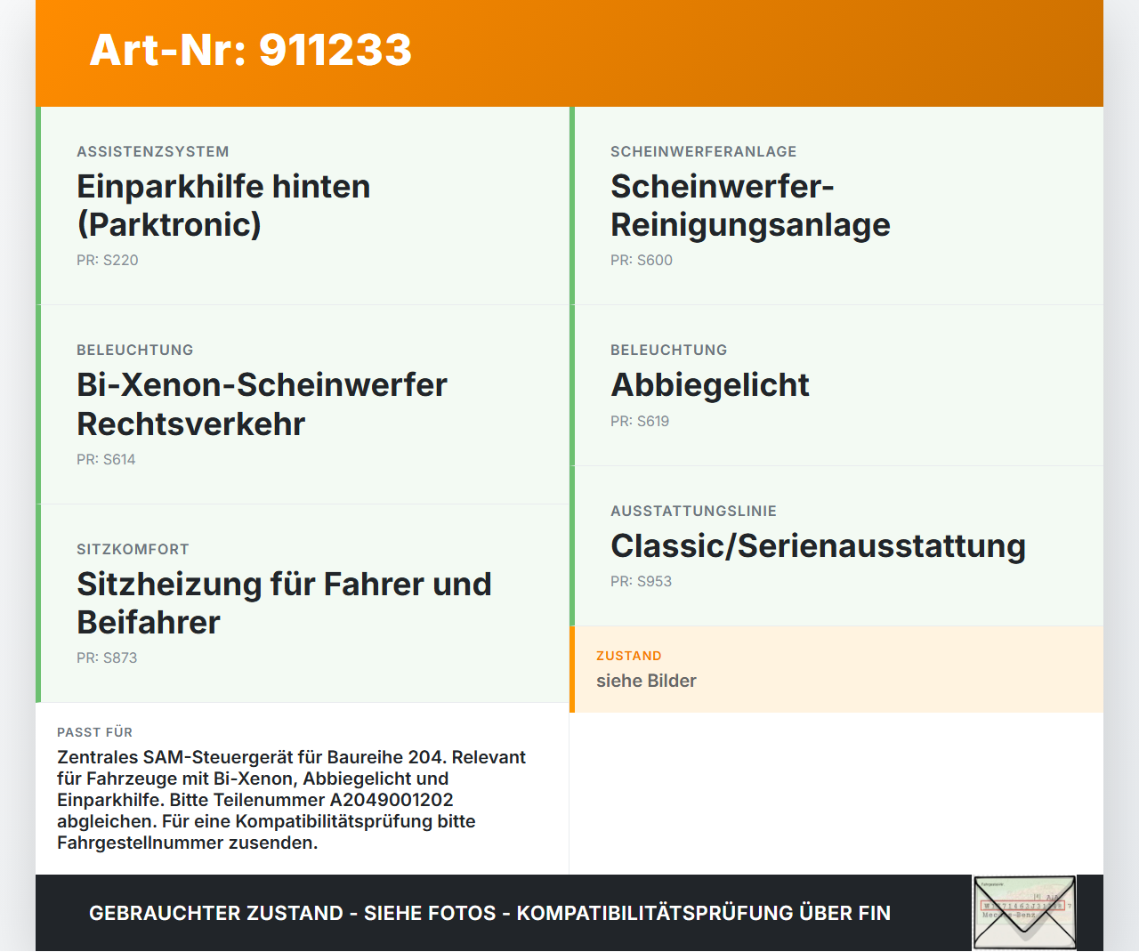 Mercedes S204 W204 C200 08-11 Steuergerät ECU Modul SAM Zentralelektrik Mercedes S204 W204 C200 08-11 24.08.2009... Vorschau 3