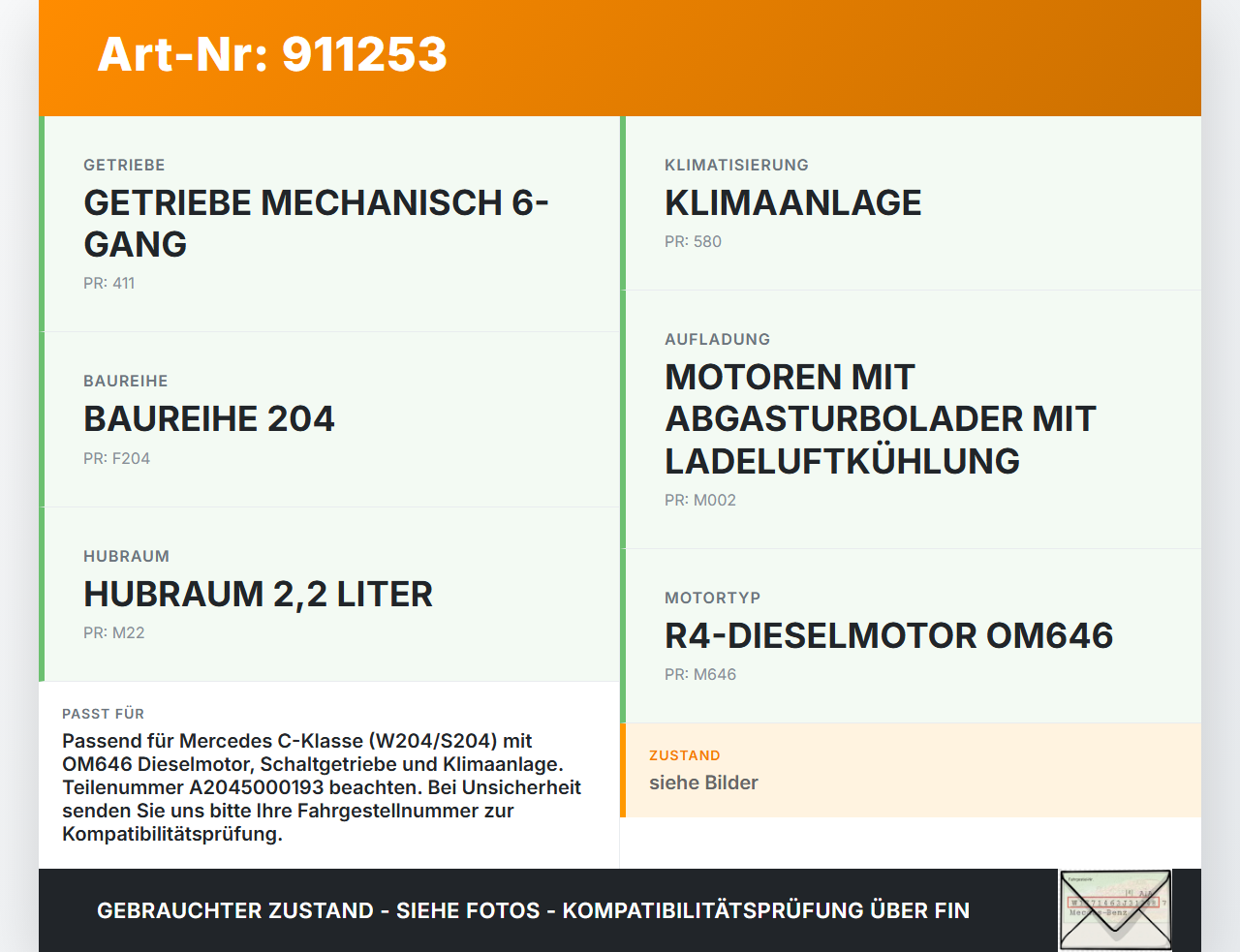 Mercedes S204 W204 C200 08-11 CDI 2,2 100KW Lüfter Ventilator f. Kühler Mercedes S204 W204 C200 08-11 24.08.2009... Vorschau 3