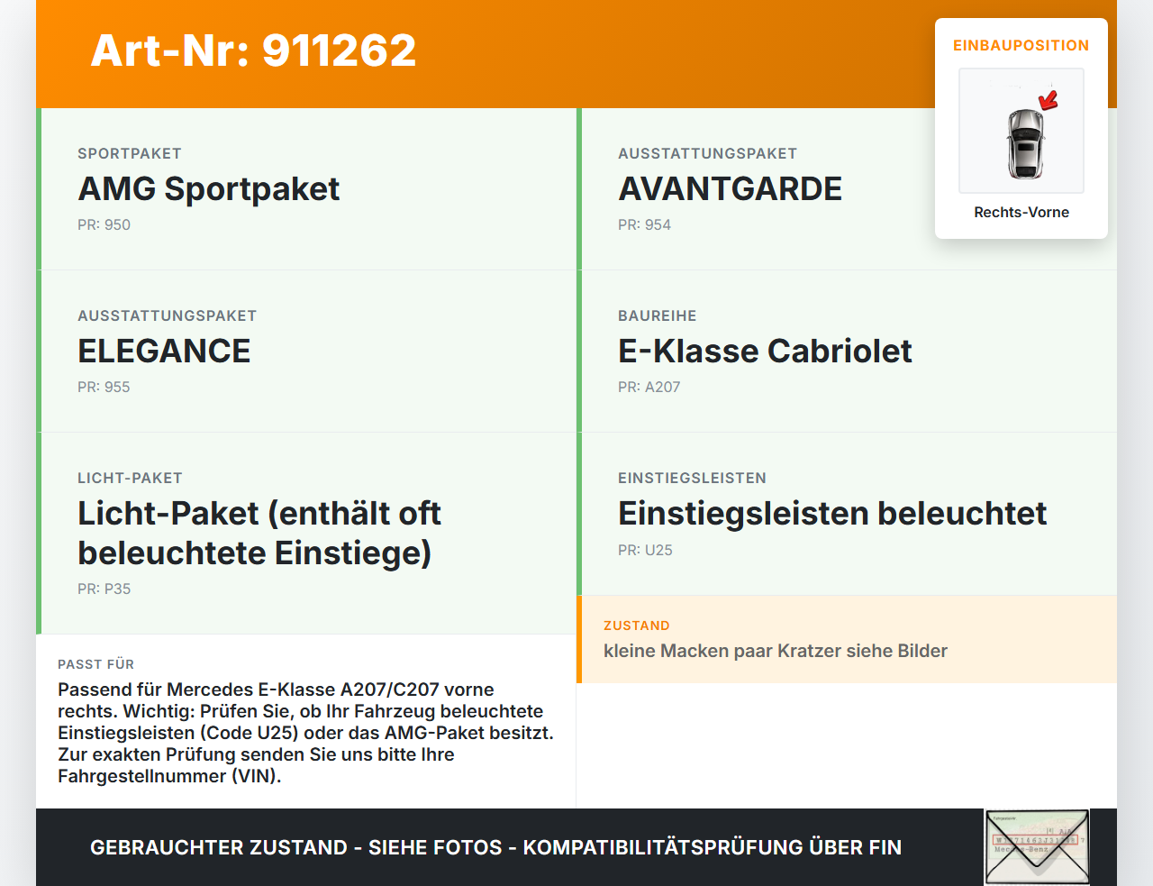 Mercedes A207 C207 E250 11-13 Cabriolet Einstiegsleiste Rechts Vorne Mercedes A207 C207 E250 11-13 12.09.2011... Vorschau 3