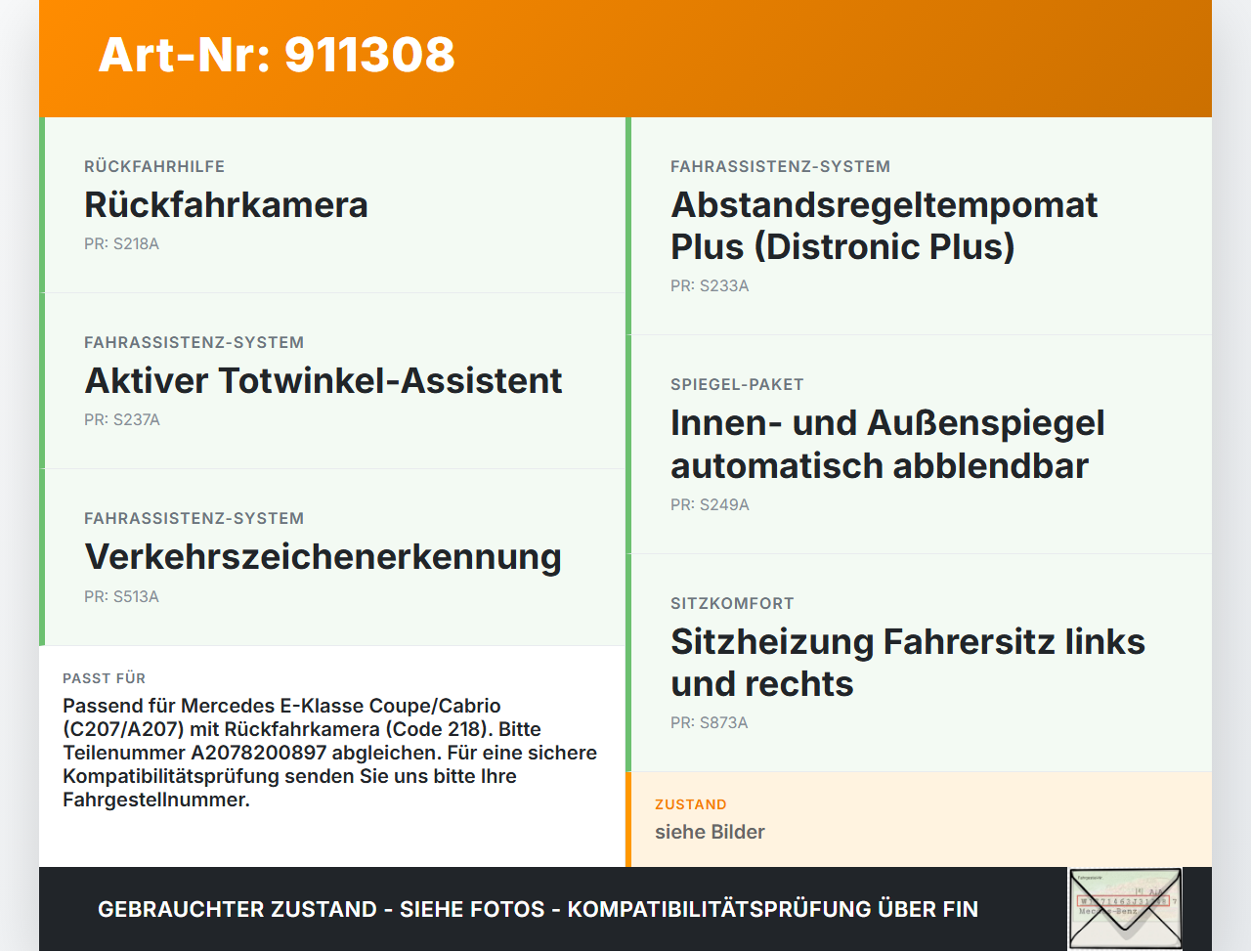 Mercedes A207 C207 E250 11-13 Steuergerät ECU Modul Modulator Rückfahrkamera Mercedes A207 C207 E250 11-13... Vorschau 3