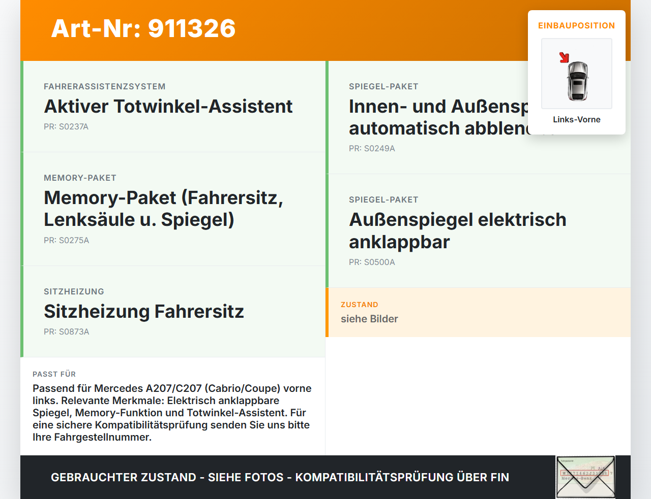 Mercedes A207 C207 E250 11-13 Steuergerät SG Türsteuergerät Links Vorne Mercedes A207 C207 E250 11-13 12.09.2011... Vorschau 3
