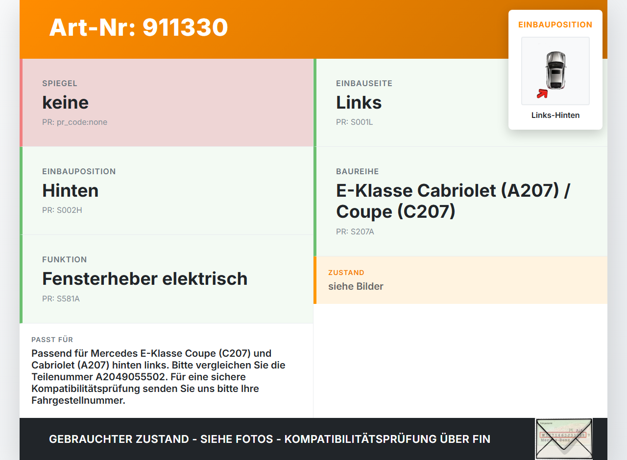 Mercedes A207 C207 E250 11-13 Cabriolet Fensterheberschalter Schalter Links Hinten Mercedes A207 C207 E250 11-13... Vorschau 3
