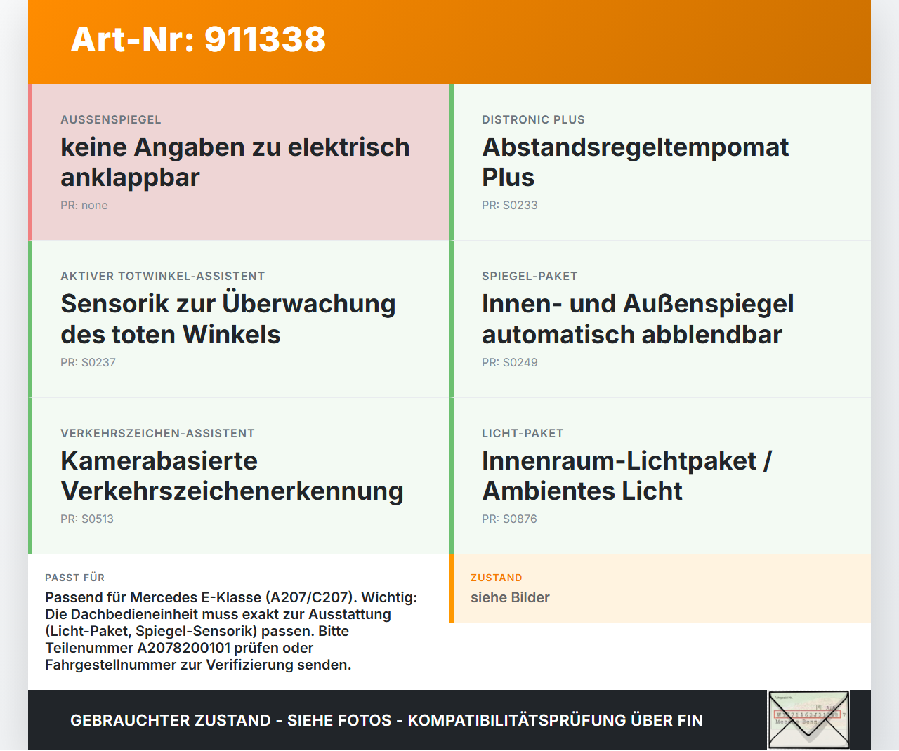 Mercedes A207 C207 E250 11-13 Innenleuchte Innenraumleuchte Mercedes A207 C207 E250 11-13 12.09.2011 A2078200101... Vorschau 3