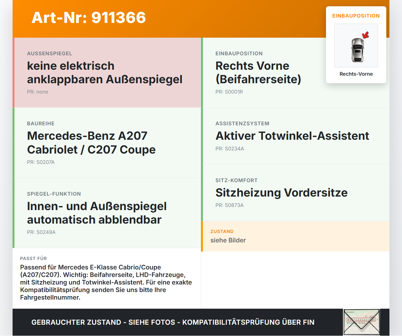 Mercedes A207 C207 E250 11-13 Cabriolet Kabelbaum Tür und Fensterheber Rechts Vorne Mercedes A207 C207 E250 11-13... Vorschau 3