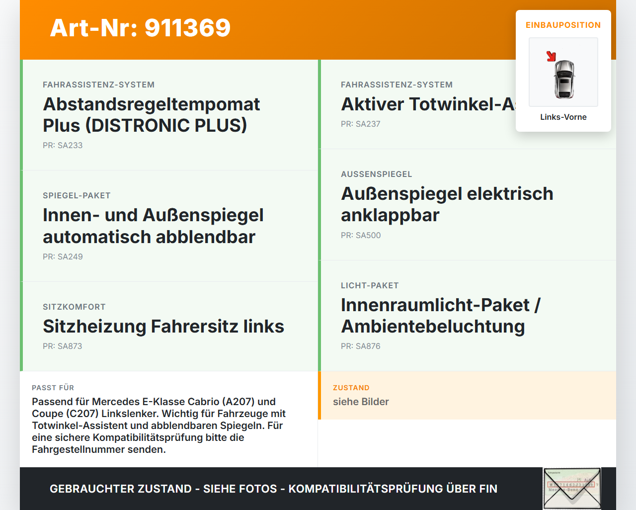 Mercedes A207 C207 E250 11-13 Cabriolet Kabelbaum Tür und Fensterheber Links Vorne Mercedes A207 C207 E250 11-13... Vorschau 3