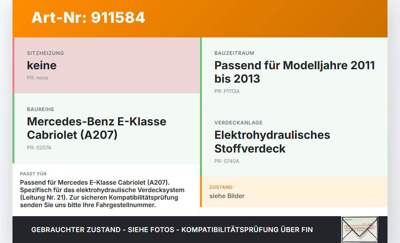 Mercedes A207 C207 E250 11-13 Cabriolet Hydraulik Schlauch Leitung 21 für Verdeck Mercedes A207 C207 E250 11-13... Vorschau 3