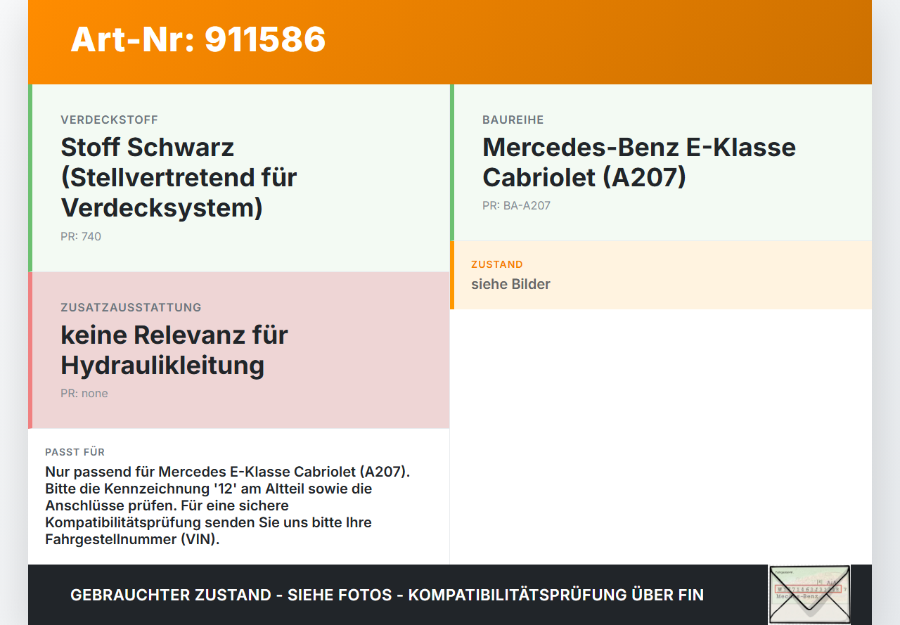Mercedes A207 C207 E250 11-13 Cabriolet Hydraulik Schlauch Leitung 12 für Verdeck Mercedes A207 C207 E250 11-13... Vorschau 3